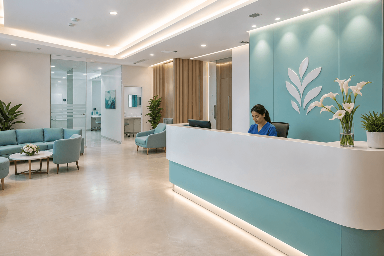 Modern clinic reception and healthcare space